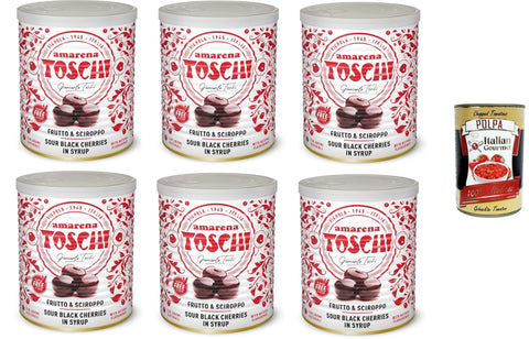 Toschi Amarena kandierte Bonbons in Sirup (50% Frucht und 50% Sirup) zum Dekorieren von Eis und Desserts 6x1 kg italienisch Original