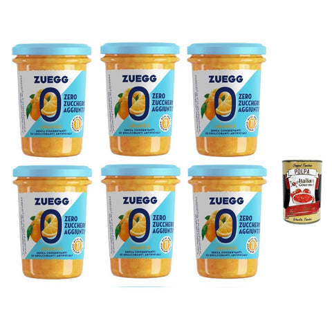 Zuegg Zero Arance Orange Marmelade Jam Ohne Zuckerzusatz,Frei von Konservierungsstoffen 6x 220 g Glas italienisch Original