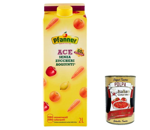 Pfanner Fruchtsaft saft ACE senza zuccheri aggiunti, Ohne Zuckerzucker, Papierpaket 12x2l Original italienisch Getränk