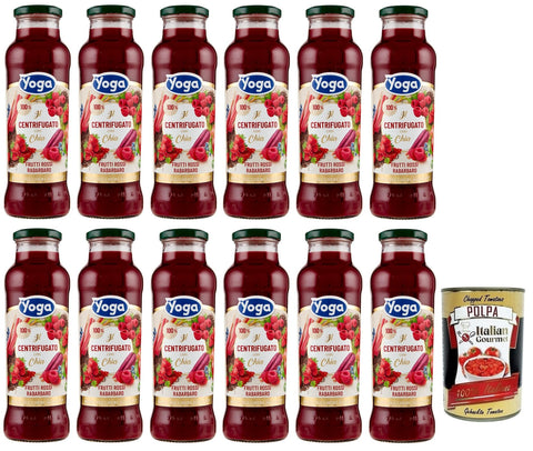 Yoga il Centrifugato con Chia Fruchtkonzentrat mit Chia Roten Früchten und Rhabarber Fruchtsaft Ohne Zuckerzusatz Glasflasche 680 ml 12x italienisch Original
