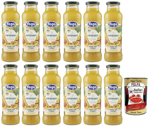 Yoga il Centrifugato con Zenzero,Fruchtkonzentrat mit Ingwer, Ananas, Kiwi und Gurke,Fruchtsaft Ohne Zuckerzusatz,680 ml Glasflasche italienisch Original