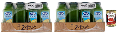 Yoga Succo Ananas Nettare,Ananassaft Nektar,Erfrischender Fruchtsaft,Tropischer Geschmack,Glas 200 ml italienisch Original