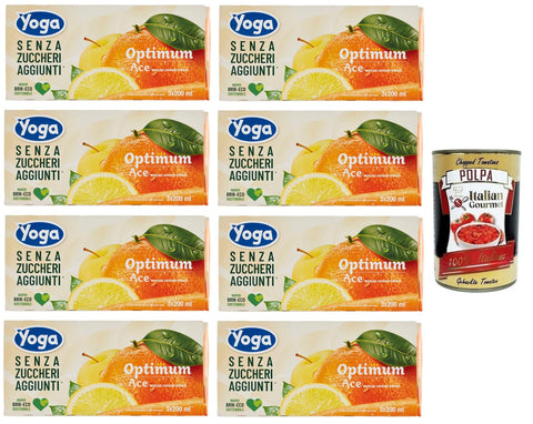 Yoga Succhi di Frutta Optimum Ace Fruchtsäft Geschmack Apfel Orangen Karotten und Zitronen Ohne Zuckerzusatz Erfrischungsgetränk 3x200 ml 8x italienisch