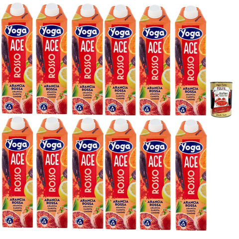 Yoga ACE Rot Orange Karotte und Zitrone Früchte Fruchtsaft Getränk Fruchtgeschmack PET flasche fruit juice 12x1000 ml italienisch Original Pastasauce + kostenlos