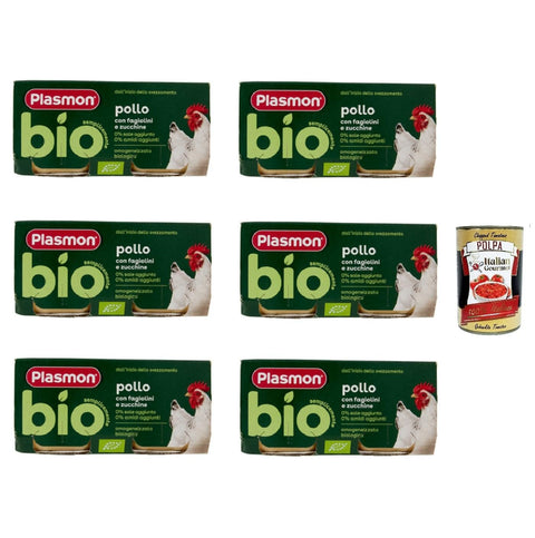 Italian Gourmet Geflügelklein Plasmon Omogeneizzato di Pollo, Hähnchen homogenisiert 6x (2x80g) 6x (2x80g) + Italian Gourmet polpa 400gr 8032804040014
