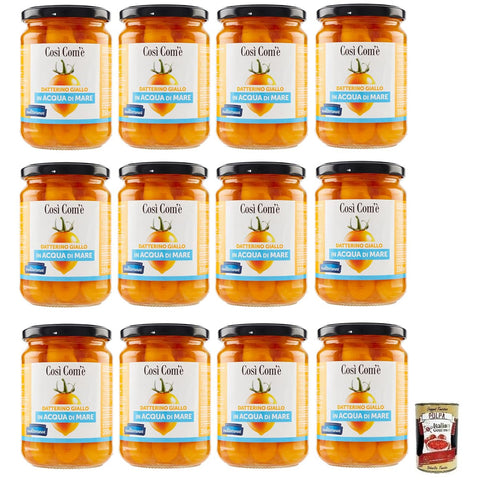 Così Com'è Datterino Giallo, Gelbe Datterino Tomate im Meerwasser, Italienische Tomaten, Glas 12x350g Original italienisch Getränk
