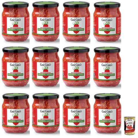 Così Com'è Datterino Rosso Dolcimetà al Naturale, Natürliche Rote Datterino Tomate Halbiert 12x540g Original italienisch Feinkost