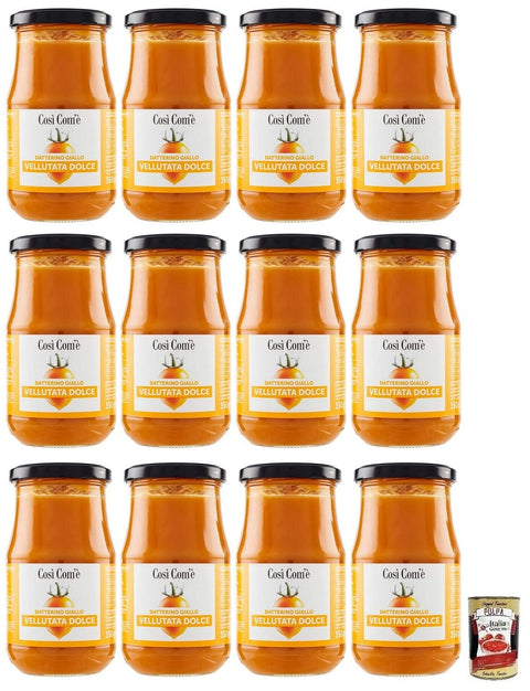 Italian Gourmet Gemüse 12x Così Com'è Vellutata Dolce di Datterino Giallo,Süße Creme aus Gelben Datterini-Tomaten,Italienische Tomaten,350g Glas + Italian Gourmet Polpa di Pomodoro 400g Dose 8017995201321