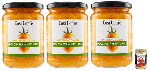 Italian Gourmet Gemüse 3x Così Com'è Datterino Giallo Dolcimetà ,Gelbe Datterino-Tomate Halbiert,Italienische Tomaten,350g Glas + Italian Gourmet Polpa di Pomodoro 400g Dose 8017995200089