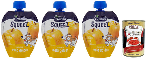 Melinda Passata di Mela Golden Squeez 100% Frucht, Goldenes Apfel Fruchtpüree, Obst zum Auspressen 3x90g Original italienisch Feinkost