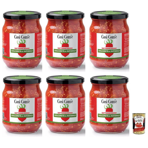 Così Com'è Datterino Rosso Dolcimetà al Naturale Natürliche Rote Datterino-Tomate Halbiert Italienische Tomaten Glas 540 g 6x italienisch Original Pastasauce +