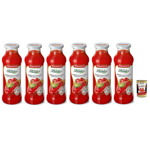 La Torrente Passata di Pomodori con Basilico,Tomatenpüree mit Basilikum,100% Italienische Tomate,700 g Glasflasche italienisch Original