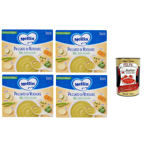 Mellin Passato di verdure, per tutta la famiglia Gemüsepüree, für die ganze Familie 4x104g Original italienisch Feinkost