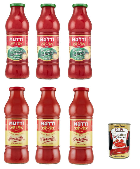 Mutti Passata di Pomodoro Testpaket, classica und con basilico 6x700g Original italienisch Sauce