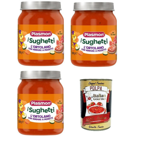 Plasmon I Sughetti L'Ortolano con verdure a pezzetti I Sughetti L'Ortolano mit gehacktem Gemüse 3x120g Original italienisch Feinkost