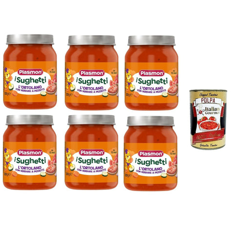 Plasmon I Sughetti L'Ortolano con verdure a pezzetti I Sughetti L'Ortolano mit gehacktem Gemüse 6x120 gr italienisch Original