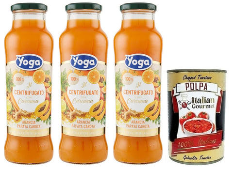 Yoga il Centrifugato con Curcuma,Fruchtkonzentrat mit Kurkuma,Orange, Papaya und Karotte,Fruchtsaft Ohne Zuckerzusatz,680 ml Glasflasche italienisch Original