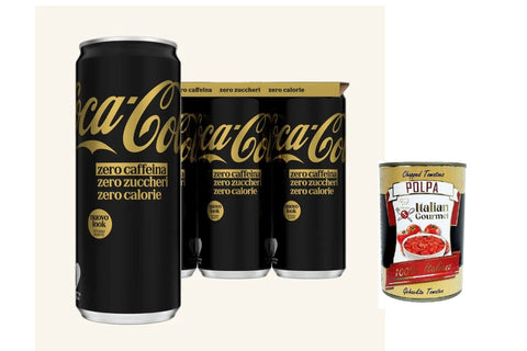 Italian Gourmet Getränke, Kaffee & Tee 72x Zero Zuccheri Zero Caffeina Erfrischungsgetränk null zucker null koffein Einwegdose 330ml + Italian Gourmet polpa 400g 8032804040014