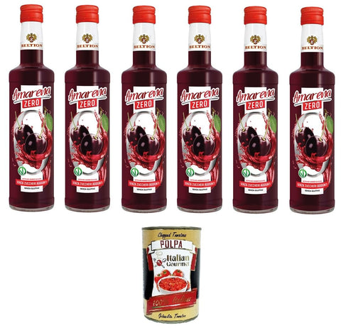 Italian Gourmet Getränke, Kaffee & Tee Beltion Amarena Zero Schwarzkirschsirup ohne Zuckerzusatz 6x 500ml + Italian Gourmet polpa 400g 8032804040014