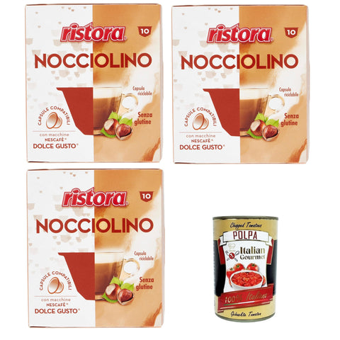 Ristora Nocciolino Capsule Compatibili Nocciolino kompatible Kapseln Glutenfreie 3x 140 gr Getränkepulver italienisch Original