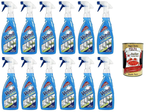 Vetril – Vetril – Oberflächenreinigungsspray mit Ammoniak entfettende Wirkung und Glanz ohne Spuren 650 ml 12x italienisch Original Pastasauce + gratis polpa