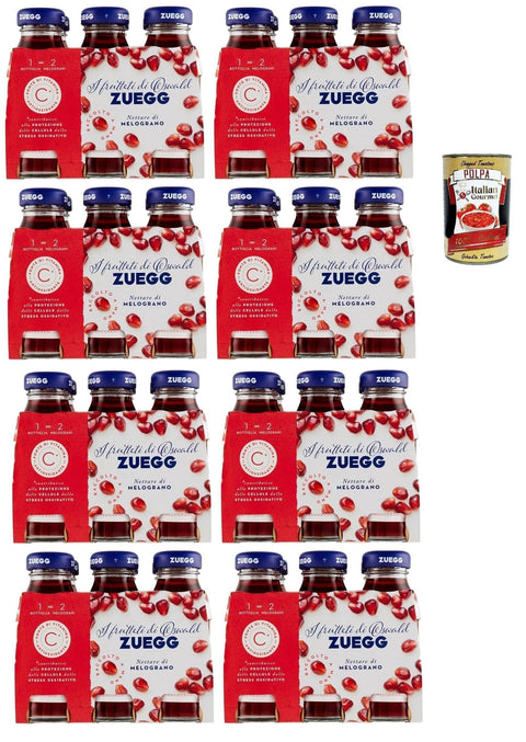 Italian Gourmet Granatapfel Zuegg Nettare di Melograno, Granatapfelnektar,Granatapfel Fruchtsaft, Erfrischendes alkoholfreies Getränk, 48x 125ml Einweg-Glasflasche + Italian Gourmet polpa 400g 8032804040014