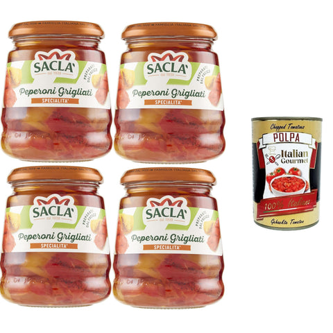Saclà Peperoni Grigliati gegrillte Gurken gegrillte Paprika ideal für Vorspeisen Beilagen und für Ihre Zubereitungen 4x290 g italienisch Original Pastasauce +