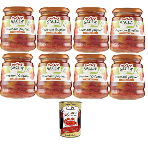 Saclà Peperoni Grigliati gegrillte Gurken gegrillte Paprika ideal für Vorspeisen Beilagen und für Ihre Zubereitungen 8x290 g italienisch Original Pastasauce +
