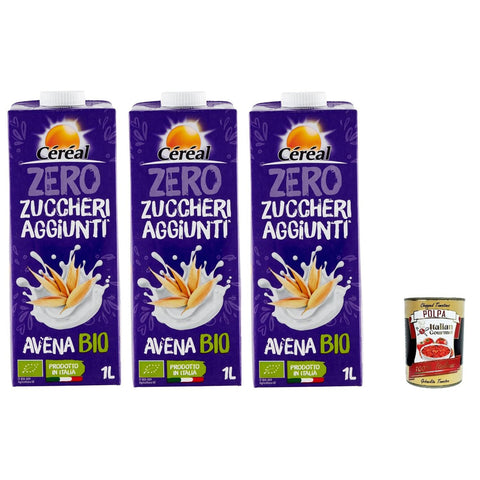 Céréal bevanda vegetale Avena Haferdrink Ohne Zuckerzusatz 3x 1 lt italienisch Original