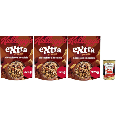 Céréal Cereali Extra "Cioccolato e Nocciole" Probieren Sie Schokolade und Haselnüsse breakfast Cereals, Müsli mit 3x375g Original italienisch Getränk