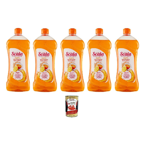 Italian Gourmet Handspülmittel Scala piatti Anti odore agli agrumi 750ml, Citrus Anti-Geruch Geschirrspülmittel 5x 750ml + Italian Gourmet polpa 400gr 8032804040014