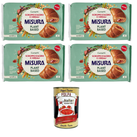 Misura Naturìcca Plant Based cornetti sciroppo d'acero e cereali Plant Based Ahornsirup und Getreidecroissants 4x298 gr italienisch Original