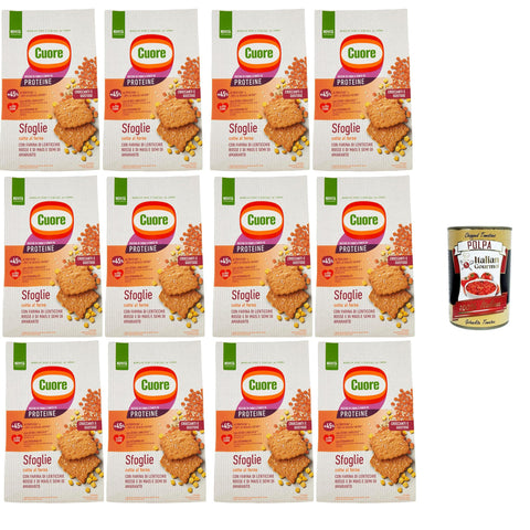 Cuore Sfoglie Croccanti Lenticchie, Knusprige Linsenblätter, im Ofen gebacken mit rotem Linsen und Maismehl und Amaranthsamen. 12x170 gr italienisch Original