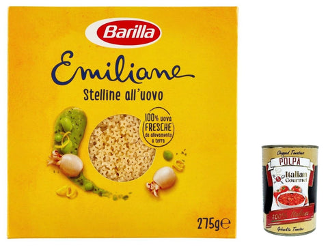 Italian Gourmet Internationale Nudeln 10x Pasta all' Uovo Le Emiliane stelline, Eiernudeln, Pasta mit Ei 275g + Italian Gourmet polpa 400g 8076809573078