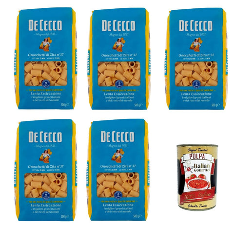 Italian Gourmet Internationale Nudeln De Cecco Gnocchetti di Zita N°37, 100% Italienisch Pasta Nudeln 5x 500g + Italian Gourmet Polpa 400g 8032804040014