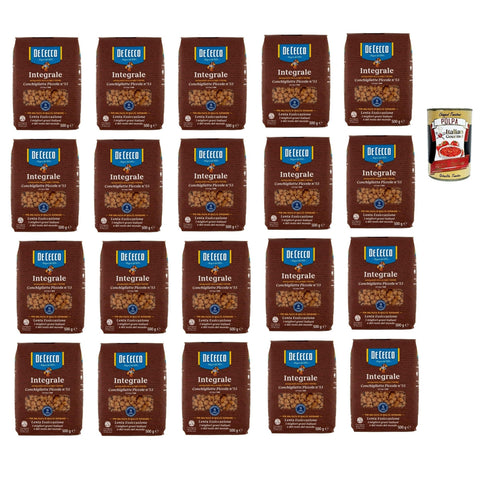 DE CECCO Integrale Conchigliette Piccole N° 53, Pasta integrale, Vollkornnudeln, 5x 500g Original italienisch inkl. Italian Gourmet Polpa 400g