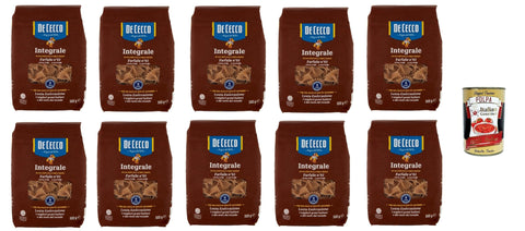 Italian Gourmet Internationale Nudeln De Cecco Integrale Farfalle N° 93, Pasta integrale, Vollkornnudeln, 10x 500g + Italian Gourmet polpa 400g 8032804040014