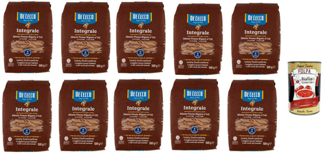 Italian Gourmet Internationale Nudeln De Cecco Integrale Mezze Penne Rigate N° 141, Pasta integrale, Vollkornnudeln, 10x 500g + Italian Gourmet polpa 400g 8032804040014