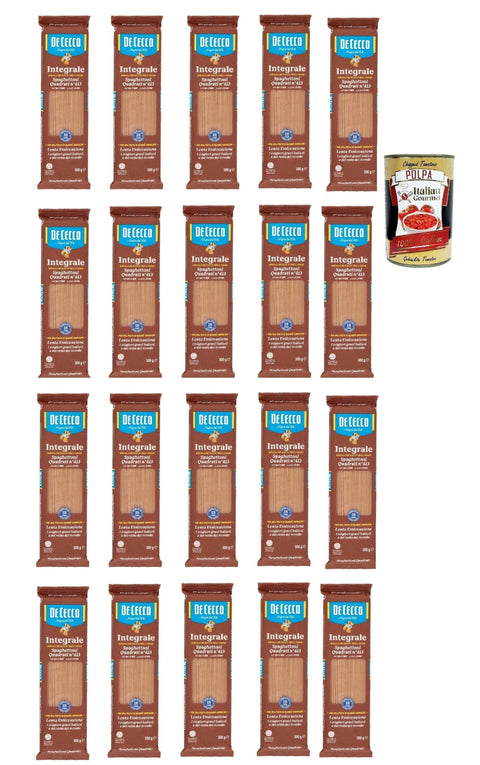 Italian Gourmet Internationale Nudeln De Cecco Integrale Spaghettoni quadrati N° 413, Pasta integrale, Vollkornnudeln, 20x 500g + Italian Gourmet polpa 400g 8032804040014