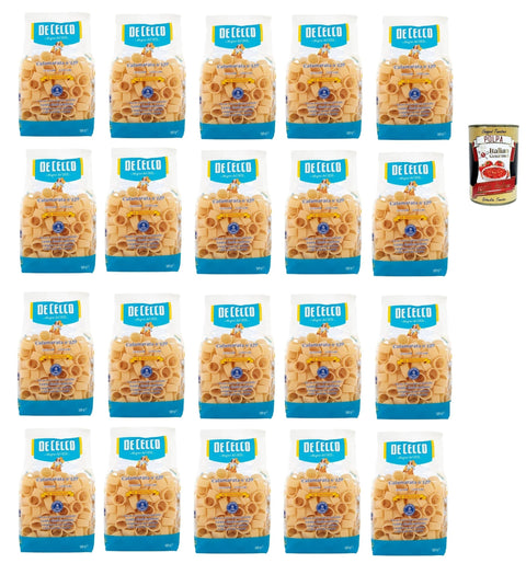 Italian Gourmet Internationale Nudeln De Cecco Le Specialità Calamarata N°129, 100% Italienisch Pasta Nudeln 20x 500g + Italian Gourmet Polpa 400g 8032804040014