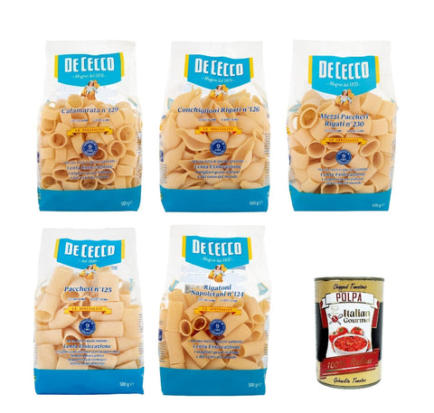 Italian Gourmet Internationale Nudeln De Cecco Le Specialità Testpaket, 100% Italienisch Pasta Nudeln 5x 500g + Italian Gourmet Polpa 400g 8032804040014