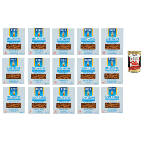 De Cecco Penne rigate senza Glutine No.41 Glutenfrei 100% Italienisch Pasta Nudeln gluten free 15x400 G italienisch Original + kostenlos polpa 400 g