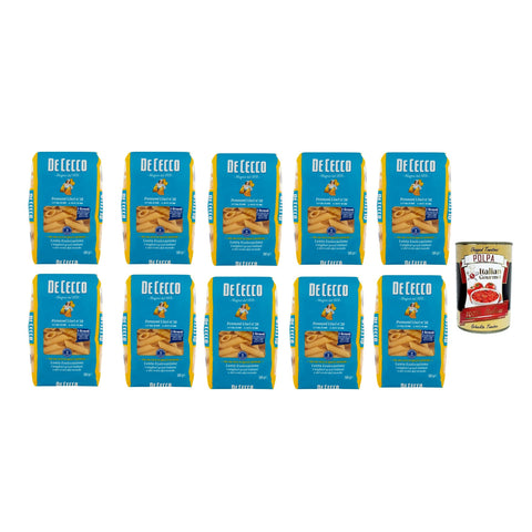 DE CECCO Pennoni Lisci N°38, 100% Pasta Nudeln 10x500g Original italienisch