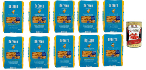 Italian Gourmet Internationale Nudeln De Cecco Pennoni Rigati N°39, 100% Italienisch Pasta Nudeln 10x 500g + Italian Gourmet Polpa 400g 8032804040014