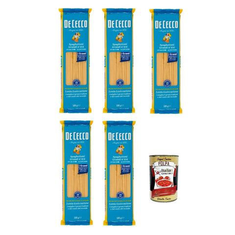 De Cecco Spaghettoni Grandi N°414 100% Italienisch Pasta Nudeln 5x500 g italienisch Original + kostenlos Polpa 400 g