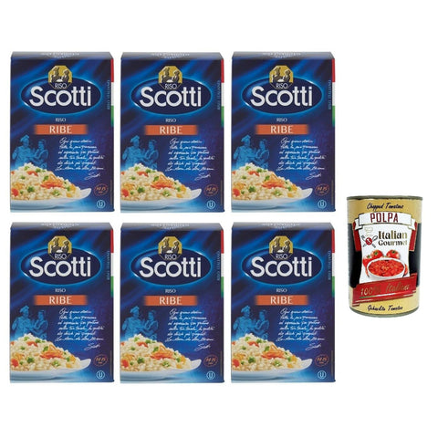 Riso Scotti Riso Ribe, Italienischer Reis, Superfeine Reiskörner ideal für Suppen, Vakuumverpackung 6x500g Original italienisch Pasta