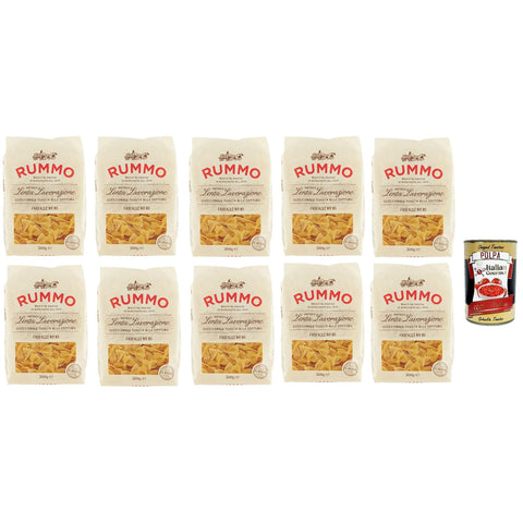Rummo Farfalle n° 85 Pasta Lenta Lavorazione Teigwaren aus Hartweizengrieß Bronze-Zeichnung 10x500 g italienisch Original + kostenlos polpa 400 g