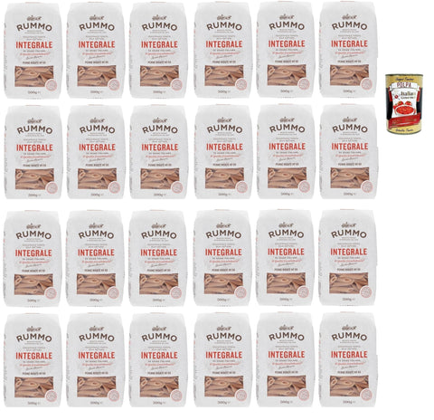 Italian Gourmet Internationale Nudeln Rummo Pasta Integrale Penne Rigate N°66,Vollkornnudeln Nudeln Vollkorn Italienische Pasta 24x 500g + Italian Gourmet polpa 400g 8032804040014