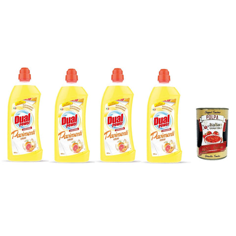 Dual Power Detersivo Pavimenti Agrumi - Bodenreiniger mit Zitrusduft - Universalreiniger 4x1000 ml italienisch Original Pastasauce + kostenlos polpa 400 g