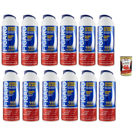 Figaro Schiuma da Barba Original Classic Rasierschaum für häufiges Rasieren 12x400 ml italienisch Original Pastasauce + kostenlos polpa 400 g